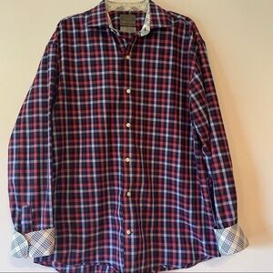 𝅺THOMAS Dean TD Button down Shirt Red Blue 18-20